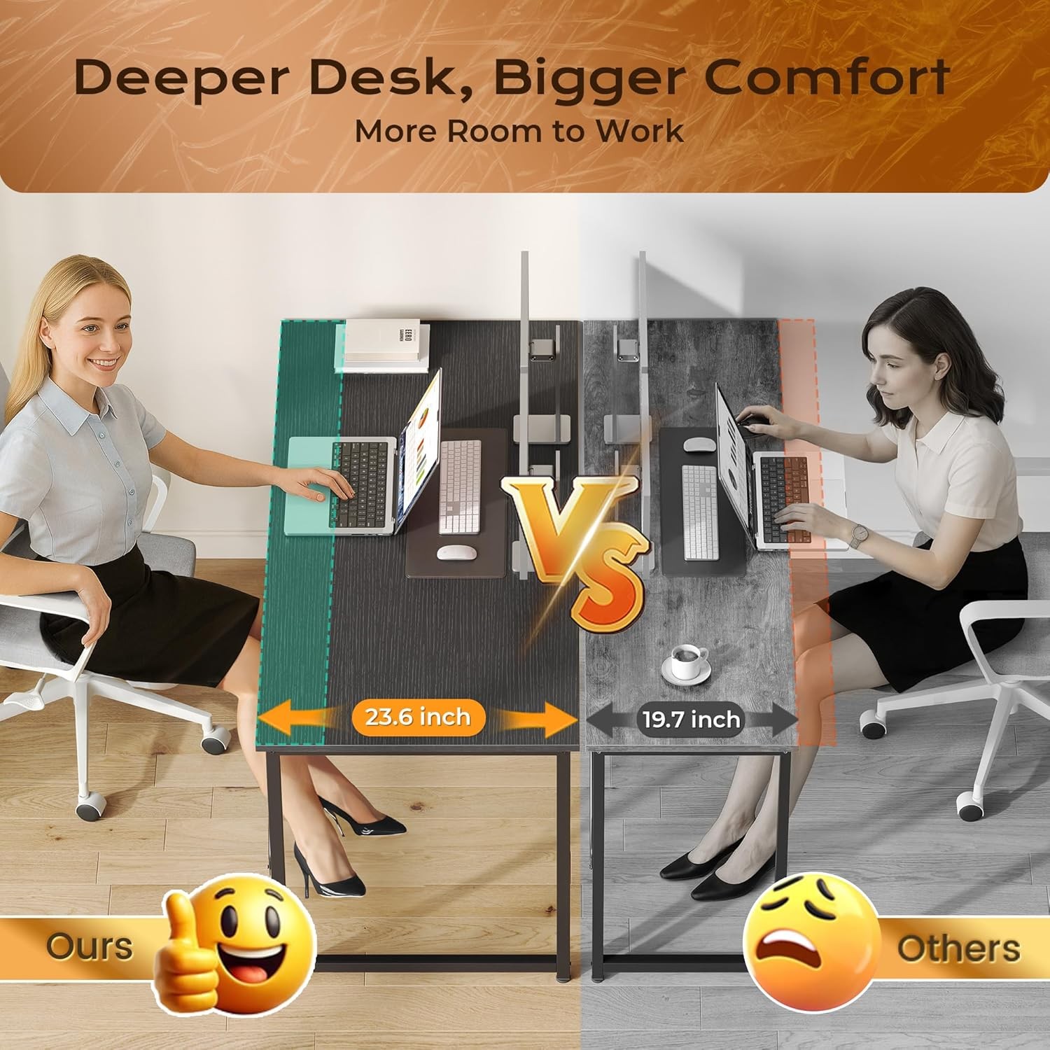 55" X 24" Computer Desk W/ Deeper Desktop Gaming Office Writing Work Desk