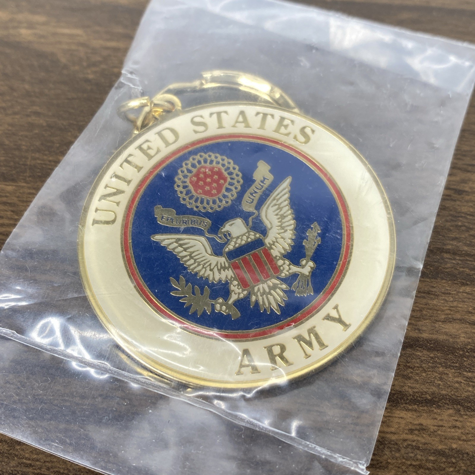 Enameled United States Army Eagle Crest Military Metal Key Chain 1 7/8”