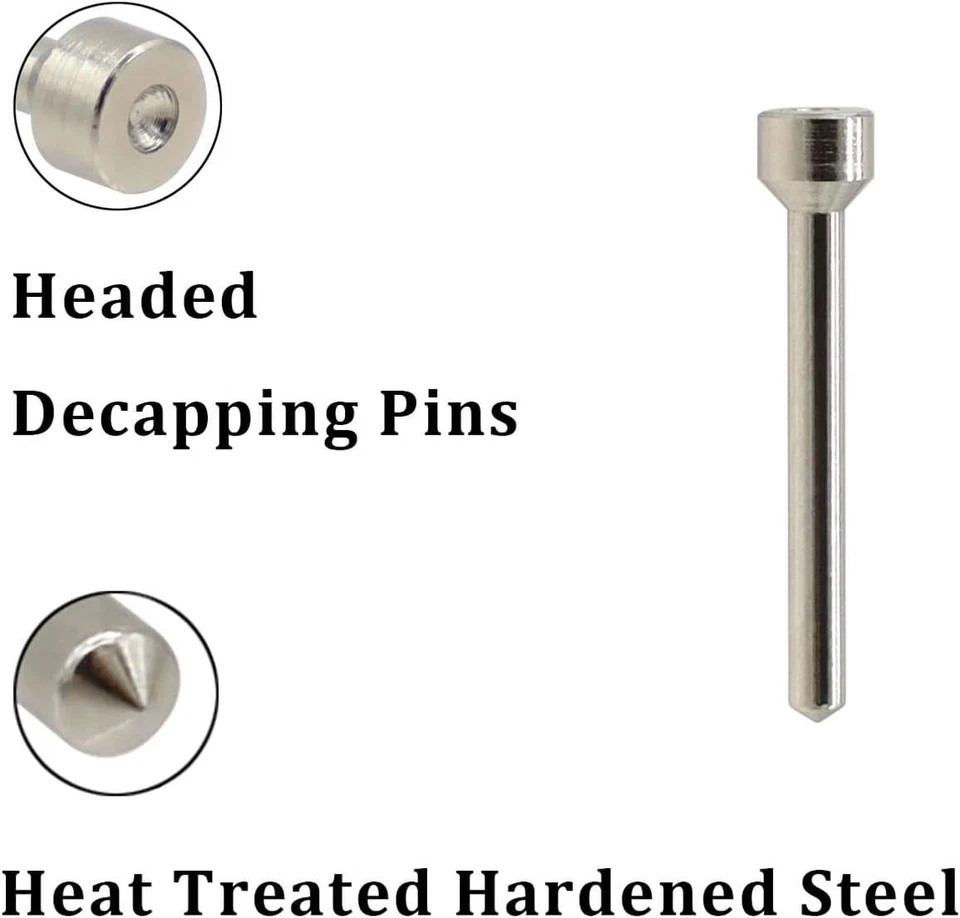 12 Pack Headed Decapping Pins Reloading Die, Redesigned Decapping Pins