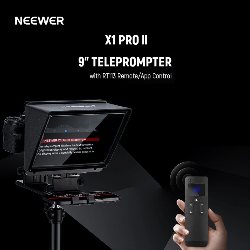 NEEWER X1 Pro II 9" Wireless Remote Control Teleprompter for Smartphone Phone