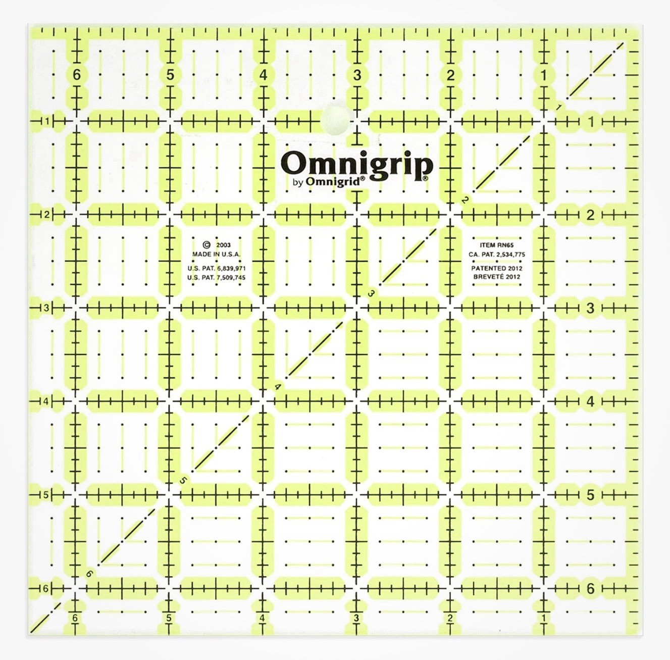 Omnigrip 6 X 6 Inches Non-Slip Square Quilting Ruler