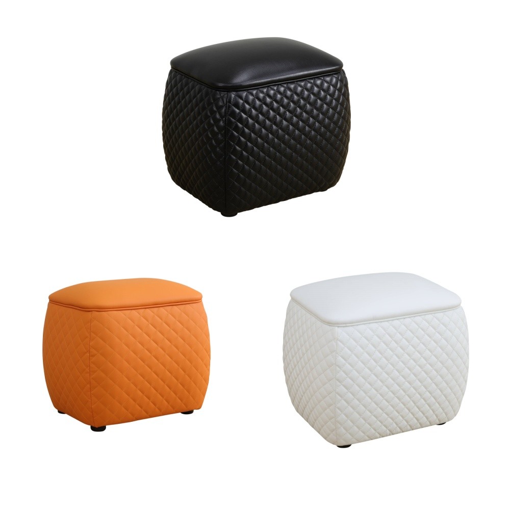 1PCS Cat-Scratch Leather living room Square Low Stool Black/White/Orange