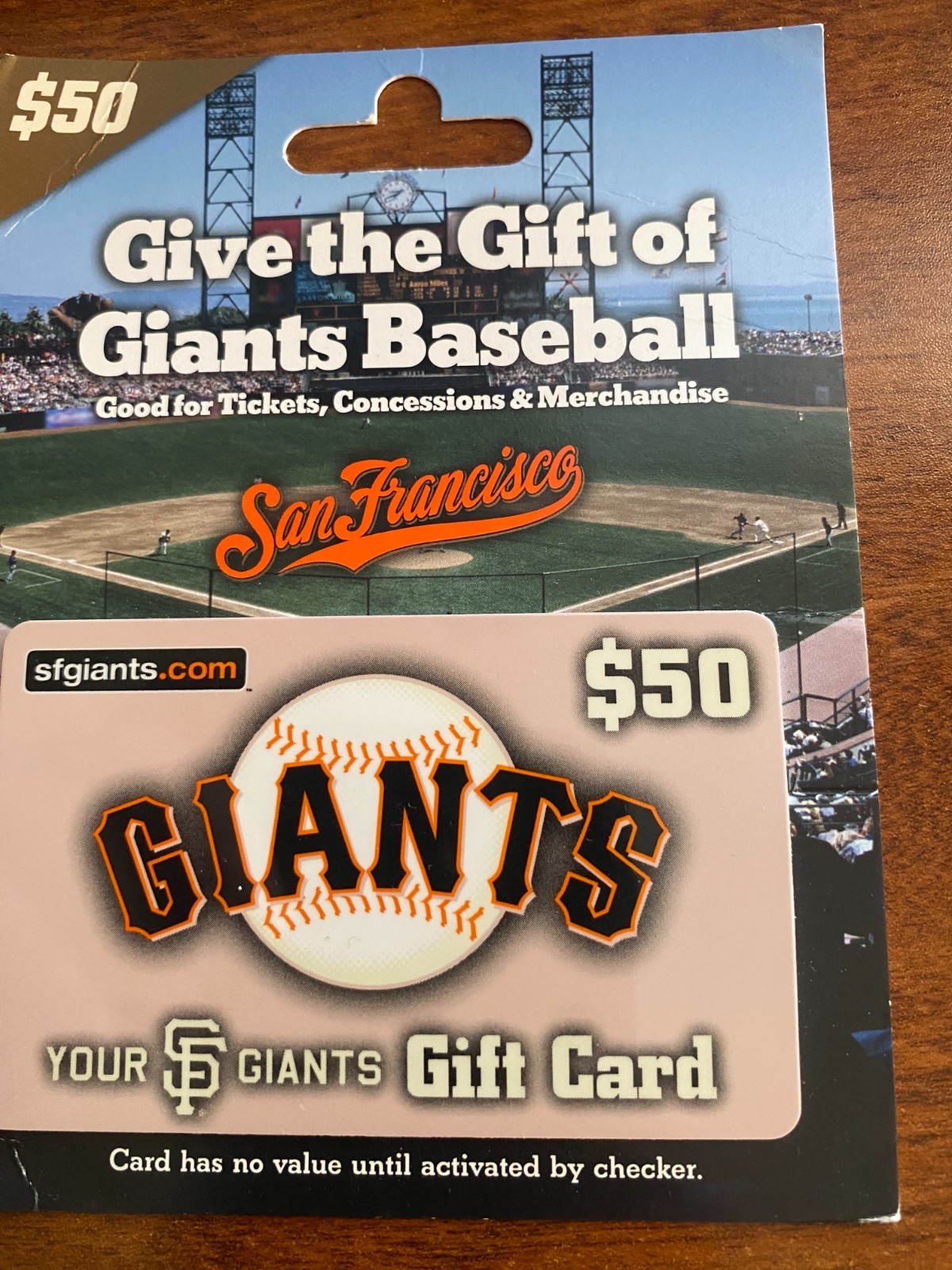 Rare San Francisco Giants Collectible Gift Card (No Monetary Value)