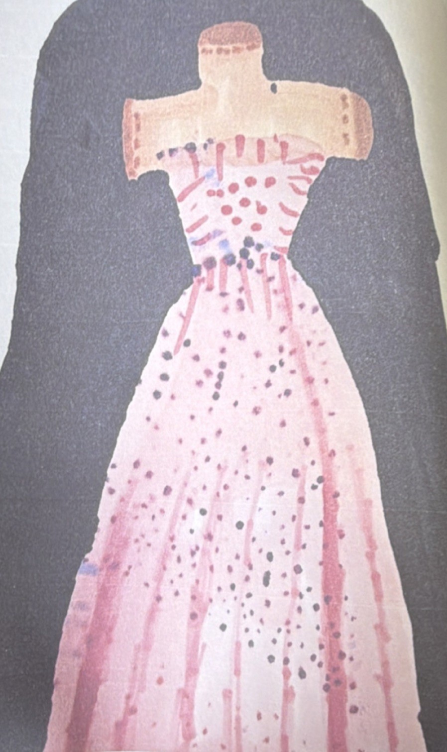 Pink and Black Fashion Dress Illustration Art Drawing