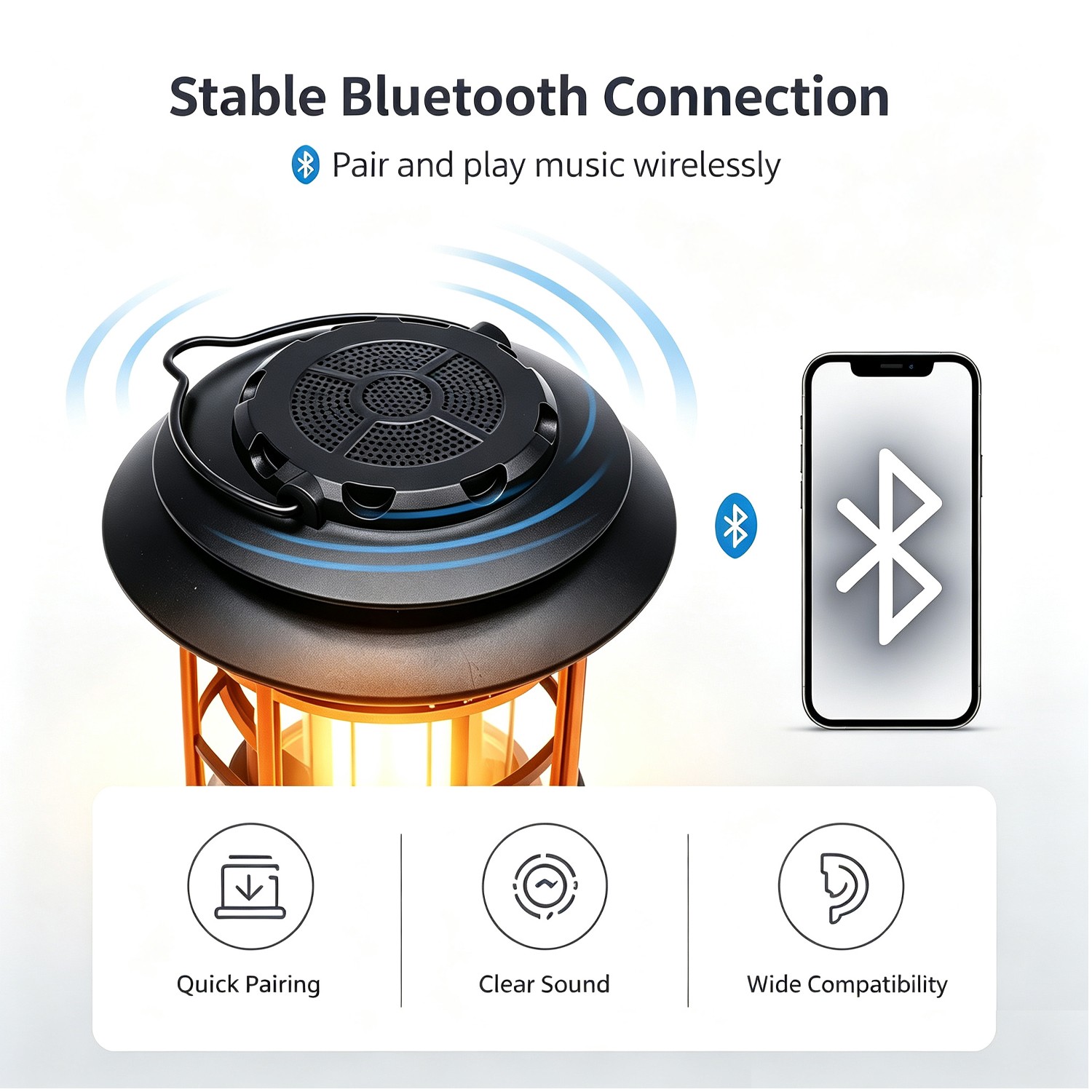 LED Camp Lamp Work Light with Bluetooth Speaker For Dewalt 18V 20V Battery