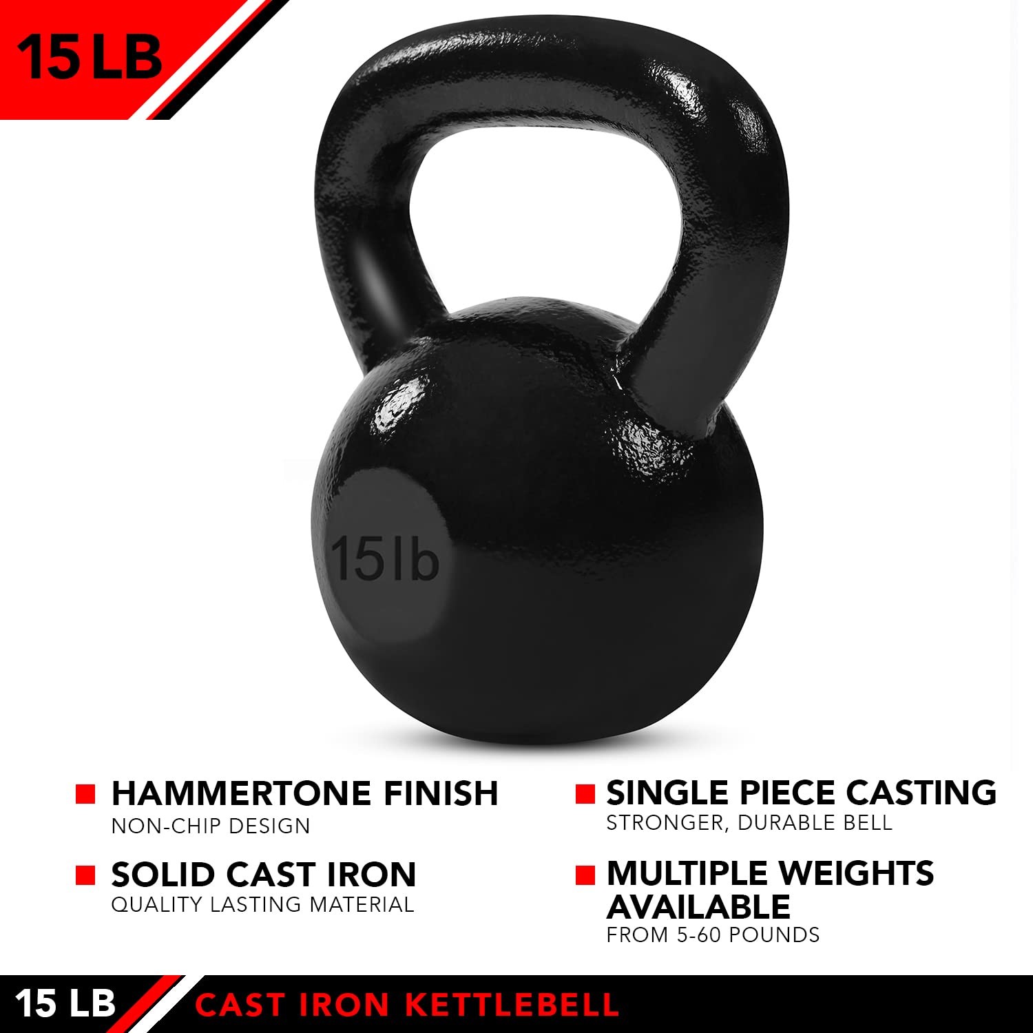 Kettlebell Weights Cast Iron, 15 LB