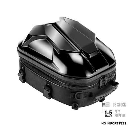 Motorcycle Tail Bag 15L-20L Expandable Motorcycle Luggage Backpack Black