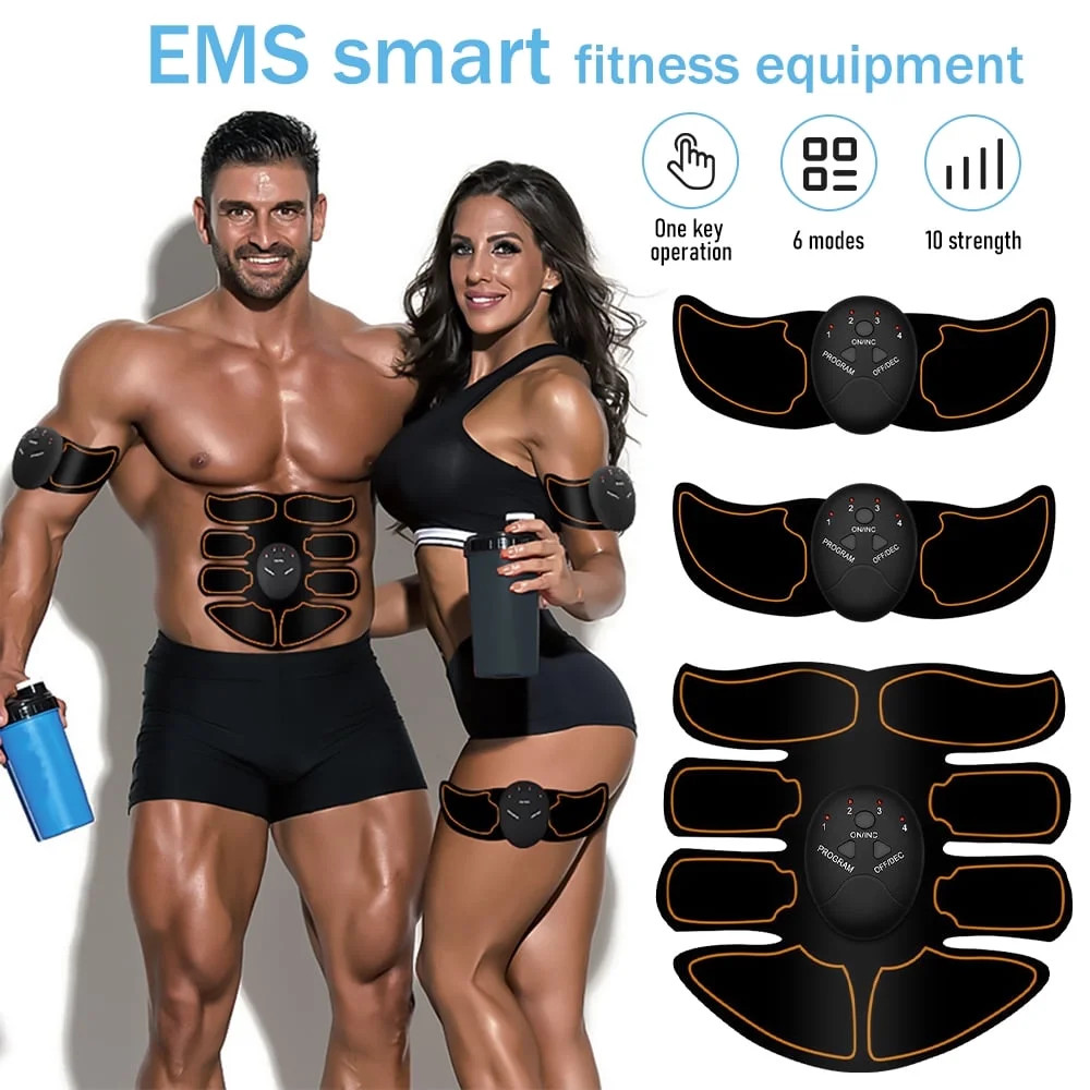 Rechargeable Abs Stimulator - Electric Muscle Toner for Men & Women, 6 Modes