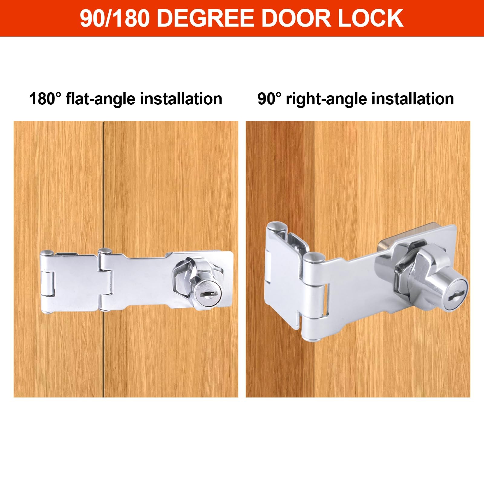 2 Pack Door Lock Hasp Latchs, Collapsible Solid 304 Stainless Steel File Cabi...