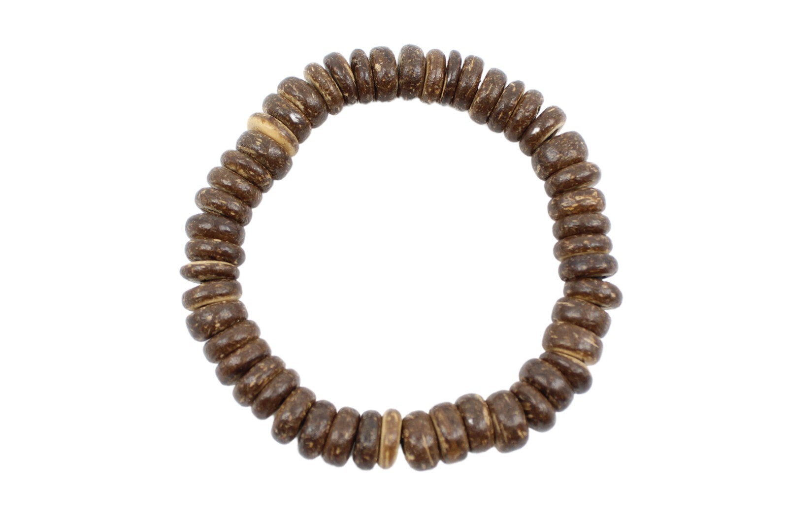 Coconut Shell Bracelet - 7", Dark Brown Coconut Shell (Thick), Hawaiian Surfer