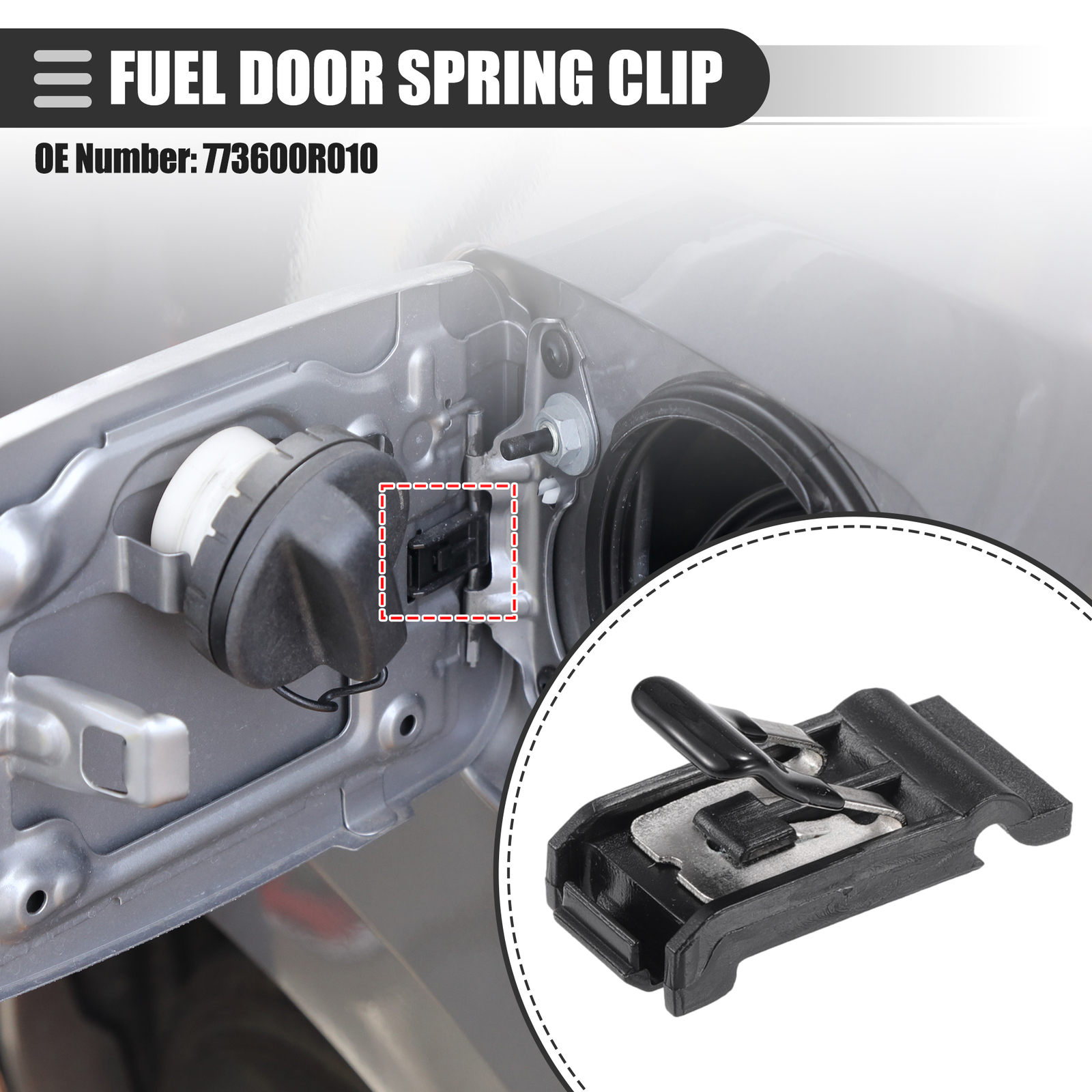 Fuel Door Spring for Toyota Corolla 03-06 Plastic Metal No.773600R010 Black