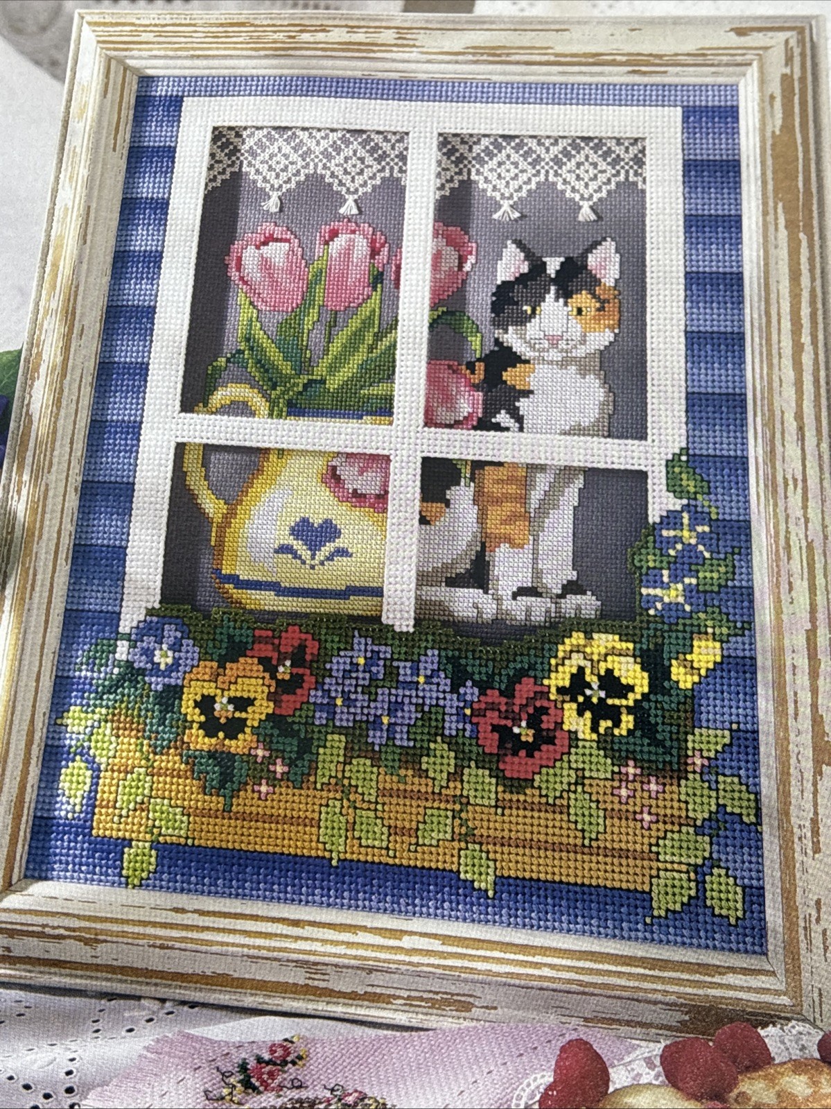 Window Garden Watching Cat Cross Stitch Pattern Magazine Pages