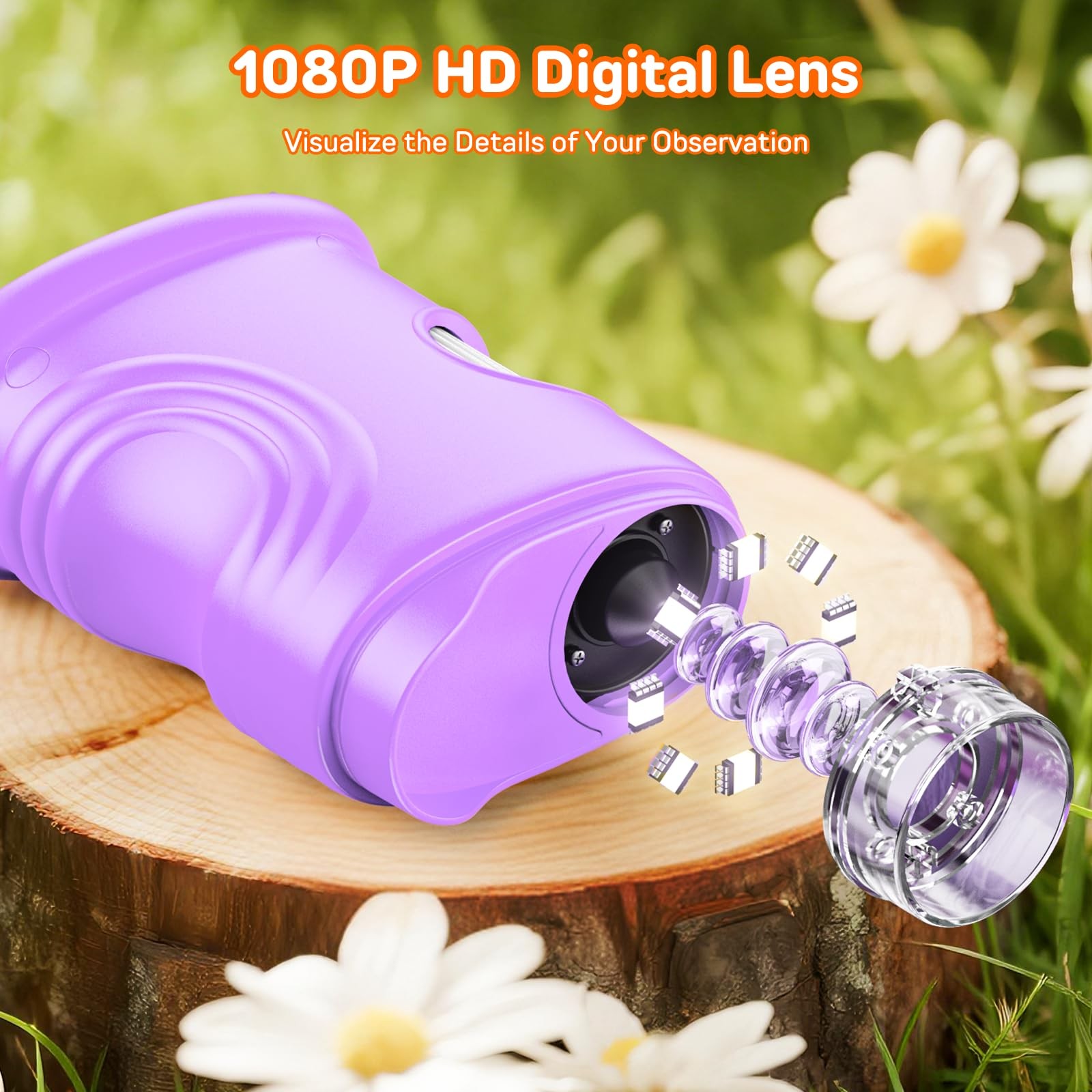 1000X Handheld Digital Microscope for Kids with 2.0" IPS Screen, Purple