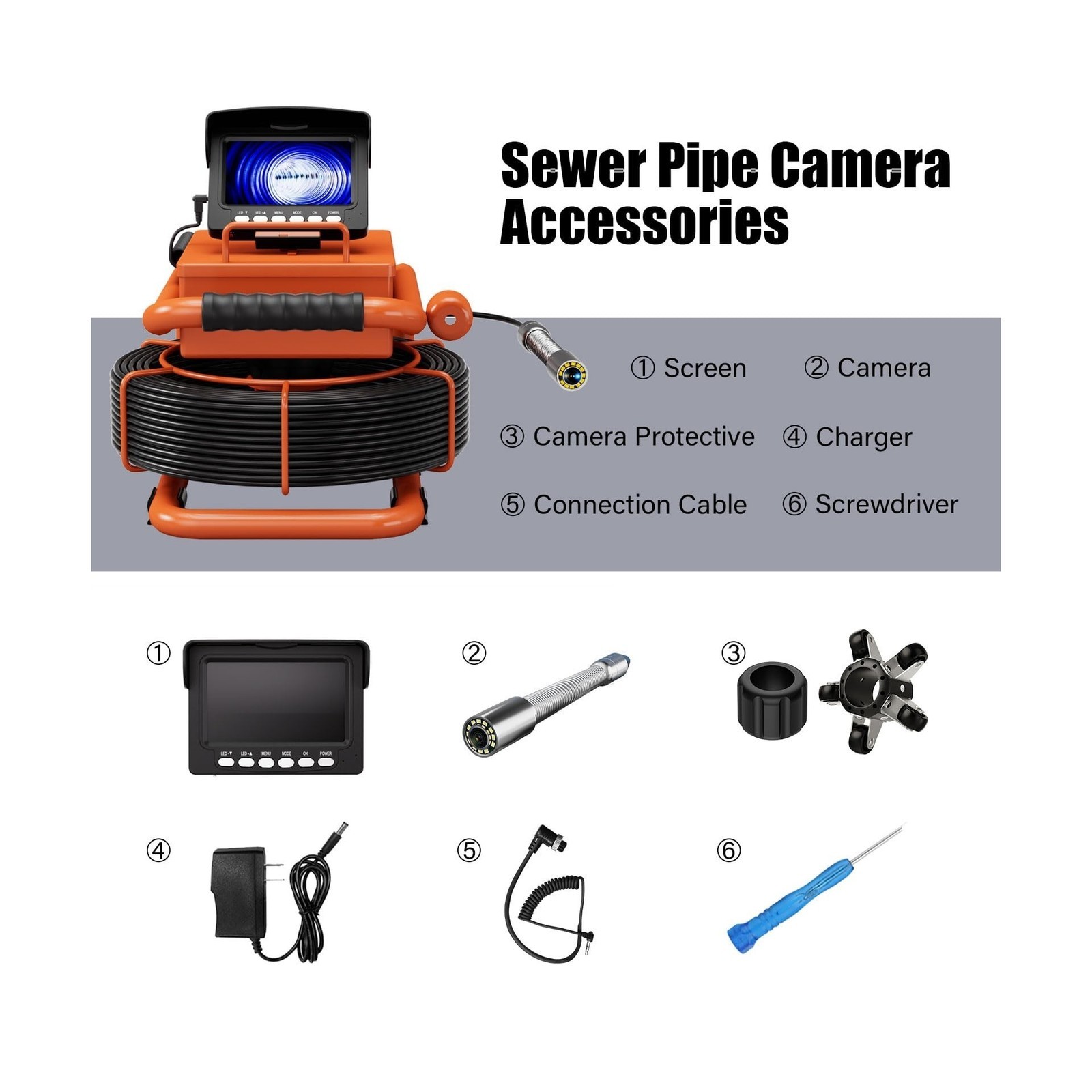 Sewer Camera 100FT/30M Borescopes Plumbing Snake Pipe Inspection Camera DVR &...