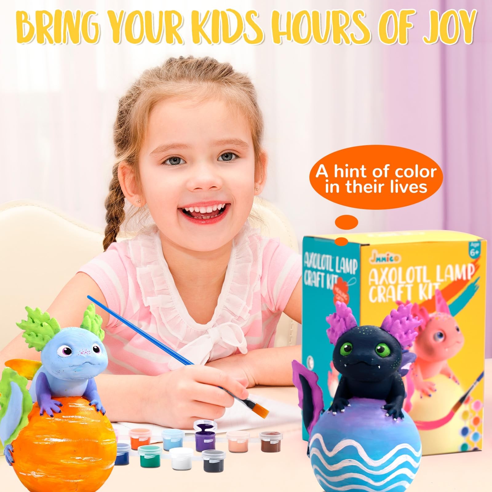 Paint Your Own Axolotl Lamp Kit, Axolotl Crafts Night Light, Arts and Crafts ...
