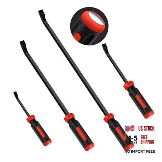 4-Piece Heavy Duty Pry Bar Set (8",12",18",24"), Premium Mechanic Hand Tools