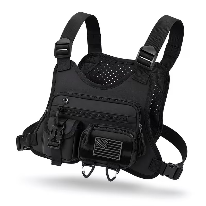 EDC Utility Vest Harness Tactical Chest Bag Molle  Hiking Travel Multi Pocket