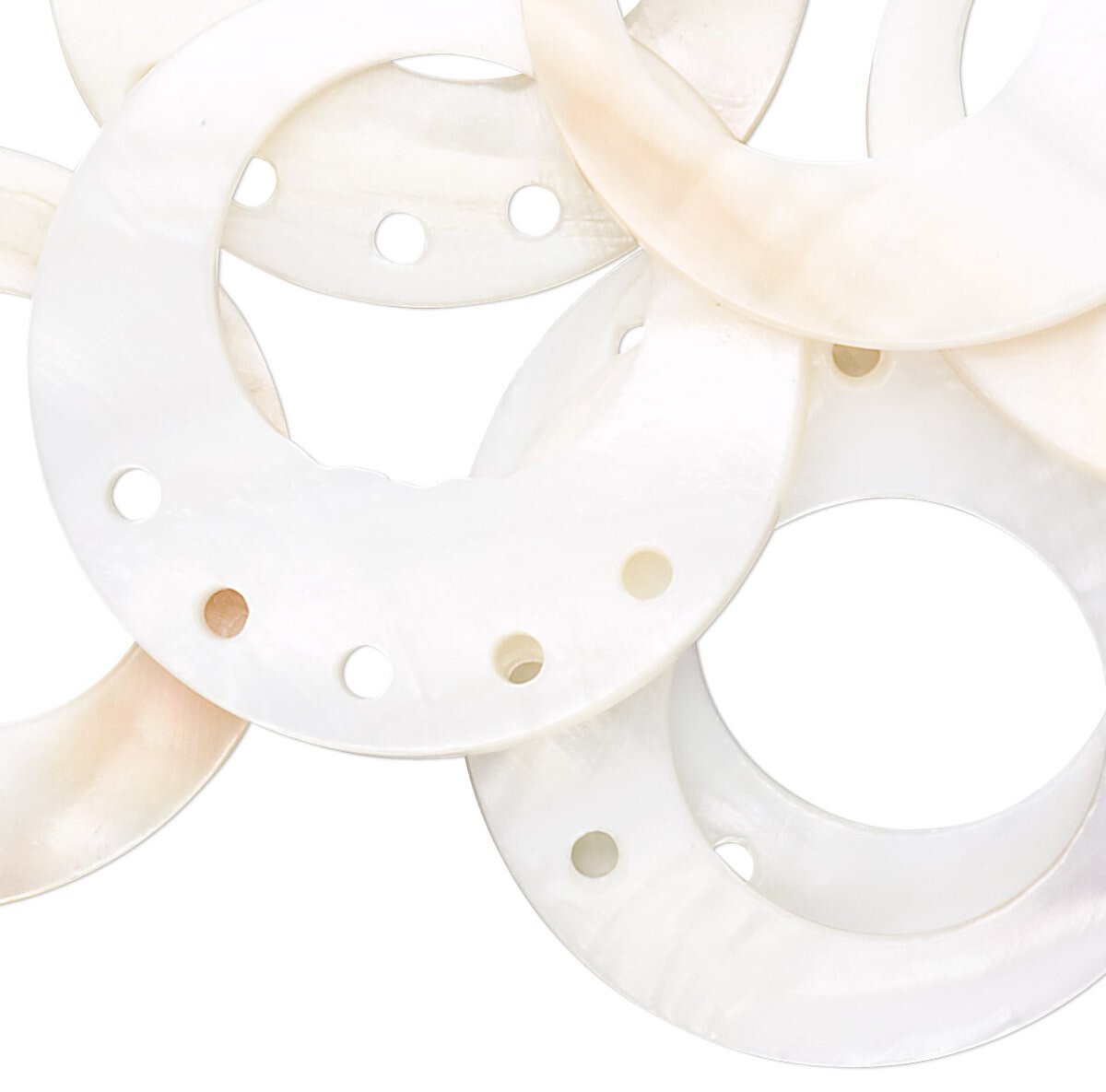 10 Bleached Shell 34mm Go-Go Chandelier Earring Connectors with 5 Holes *