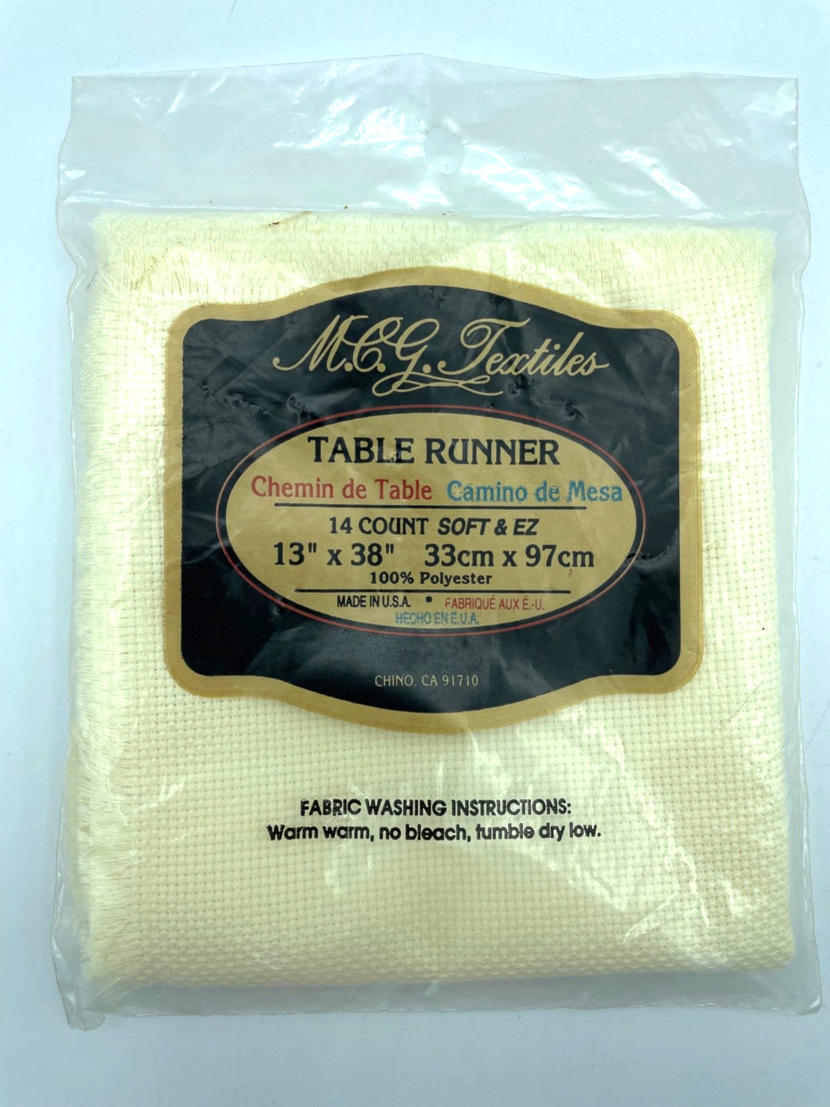 Cross Stitch Fabric TABLE RUNNER 14 Ct.  Ivory Aida  13"x38" MCG Textiles NEW