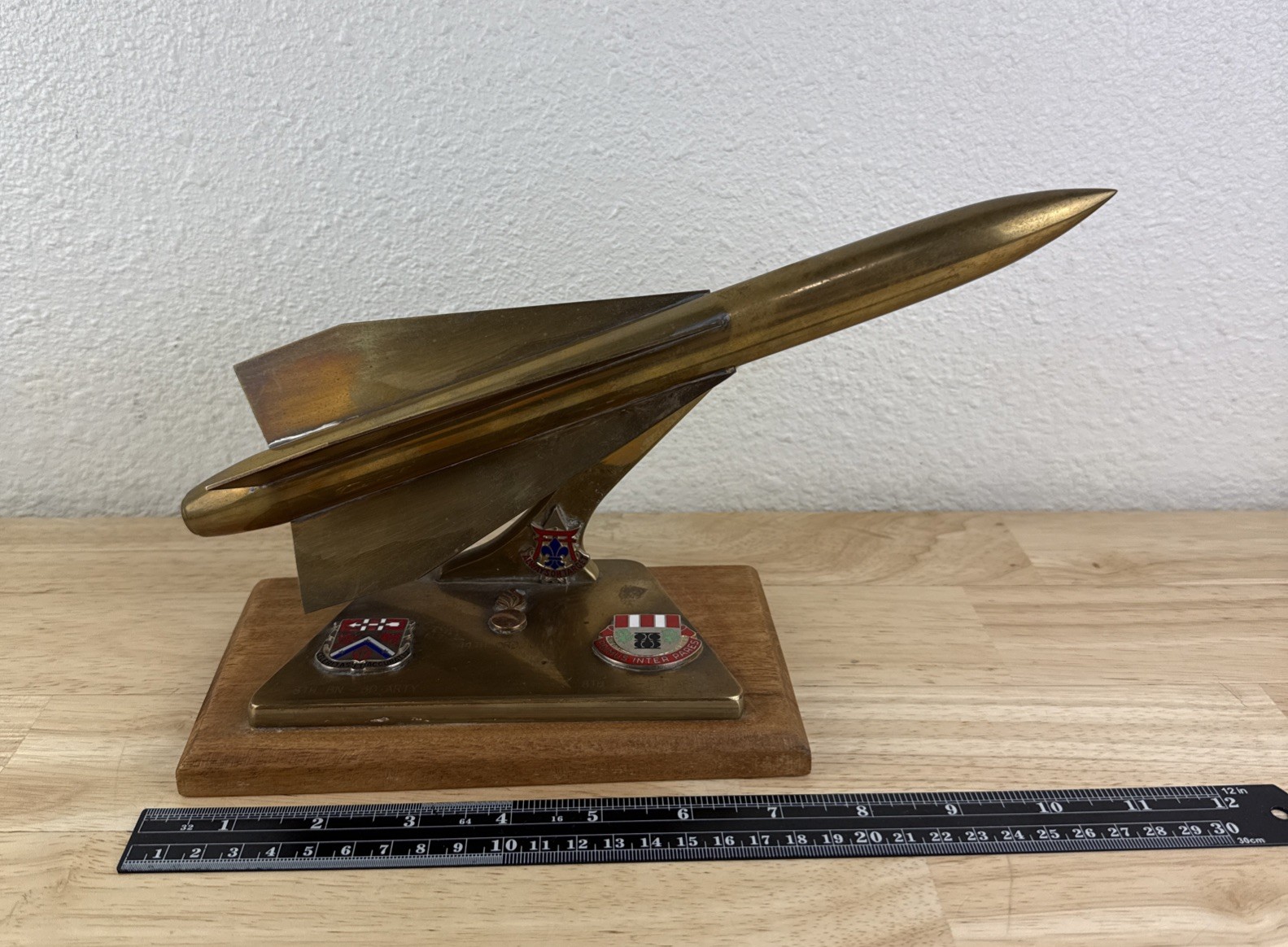 US Army Brass Rocket Missile Sculpture Statue 44th Ordnance Artillery Regiment