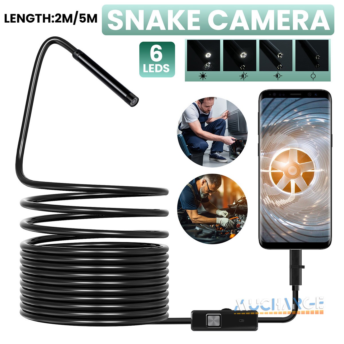 2M/5M USB Borescope Endoscope Flexible Snake Inspection Camera Plug Android PC