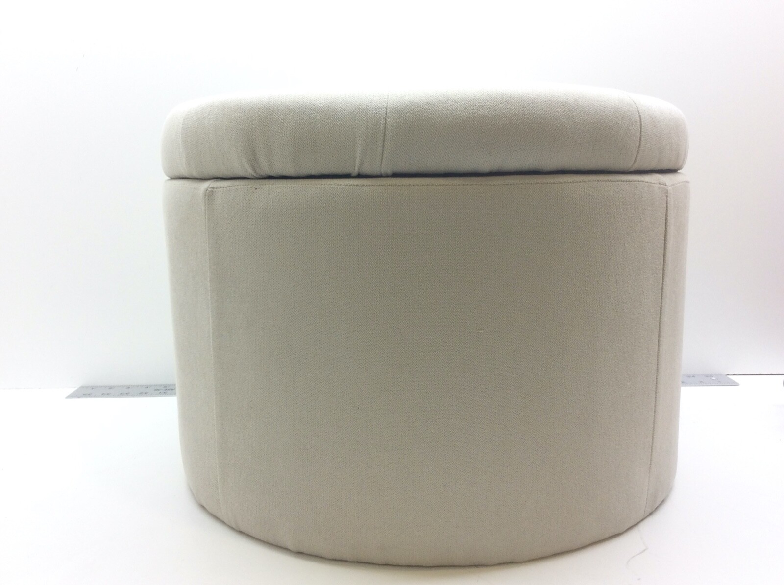 Adeco 19’’ Round Footstool with Removable Lid-Dust Beige Upholstered Ottomans