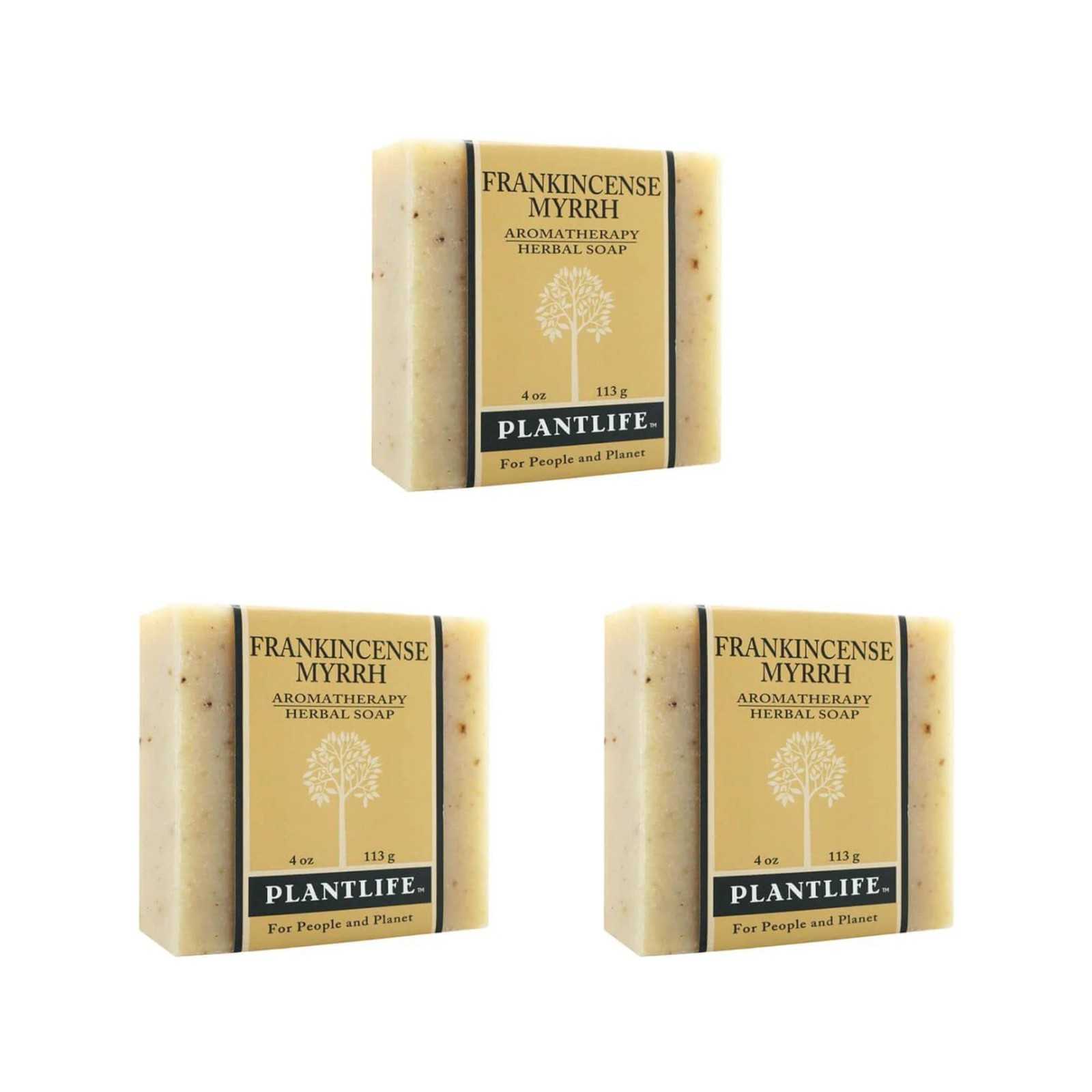 Plantlife Frankincense Myrrh 3-Pack Bar Soap - Moisturizing, Soothing