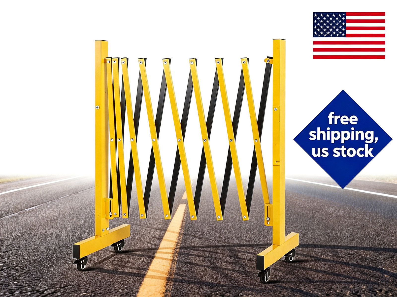 Guard Retractable Fence 11FT Long Folding Security Gate Casters Driveway 1PC