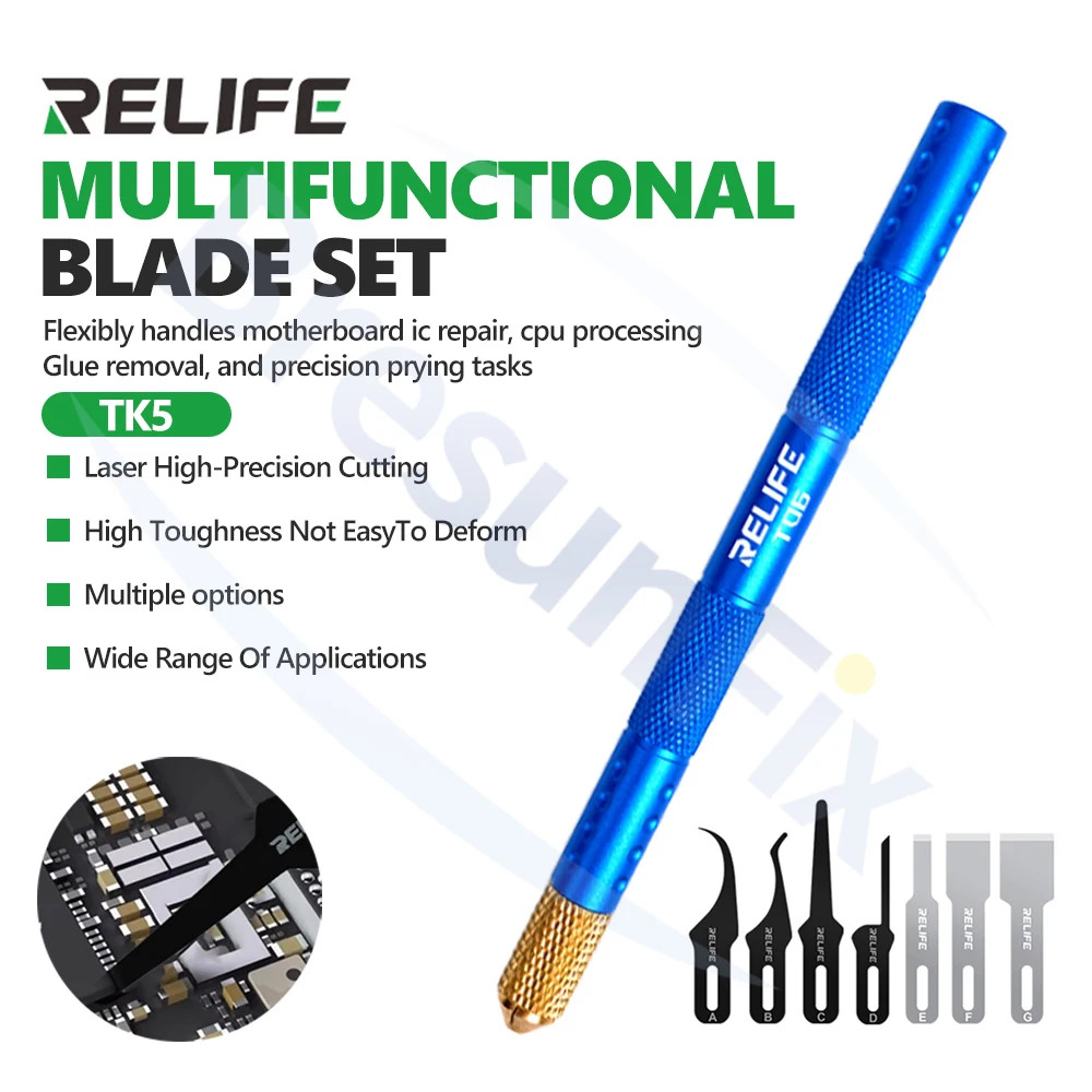 RELIFE TK5 8-in-1 Multi-Function Blade Set for Mobile Phone Repair Motherboard P