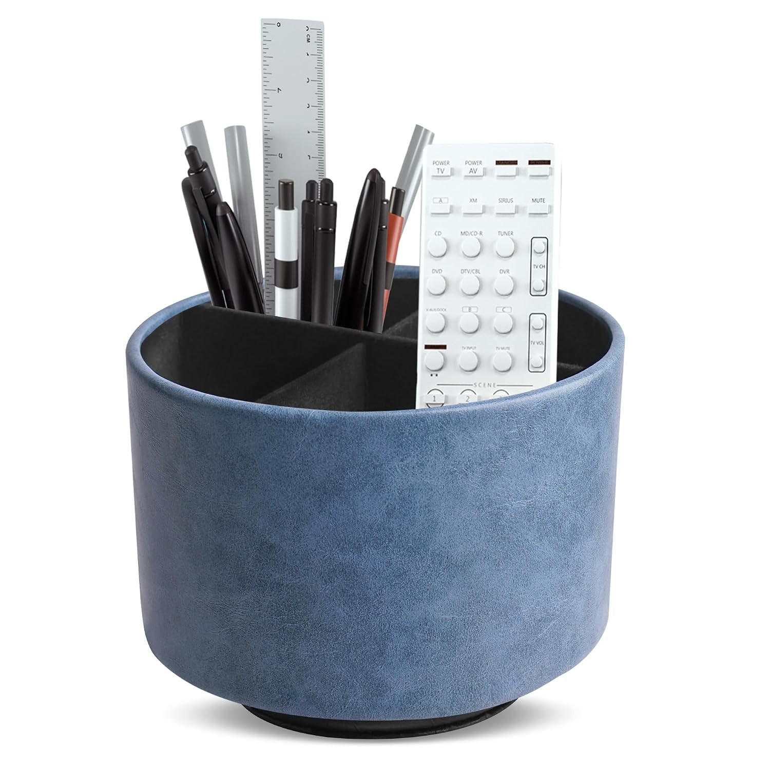 Leather Art Supply Organizer Remote Control Holder 360 Degree Spinning