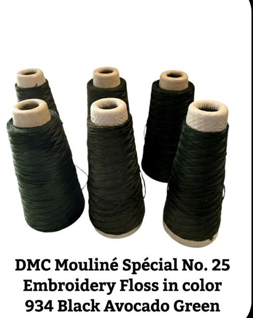 6 Vintage DMC Mouliné Spécial No. 25 Embroidery Floss 100g Cone Color 934 France