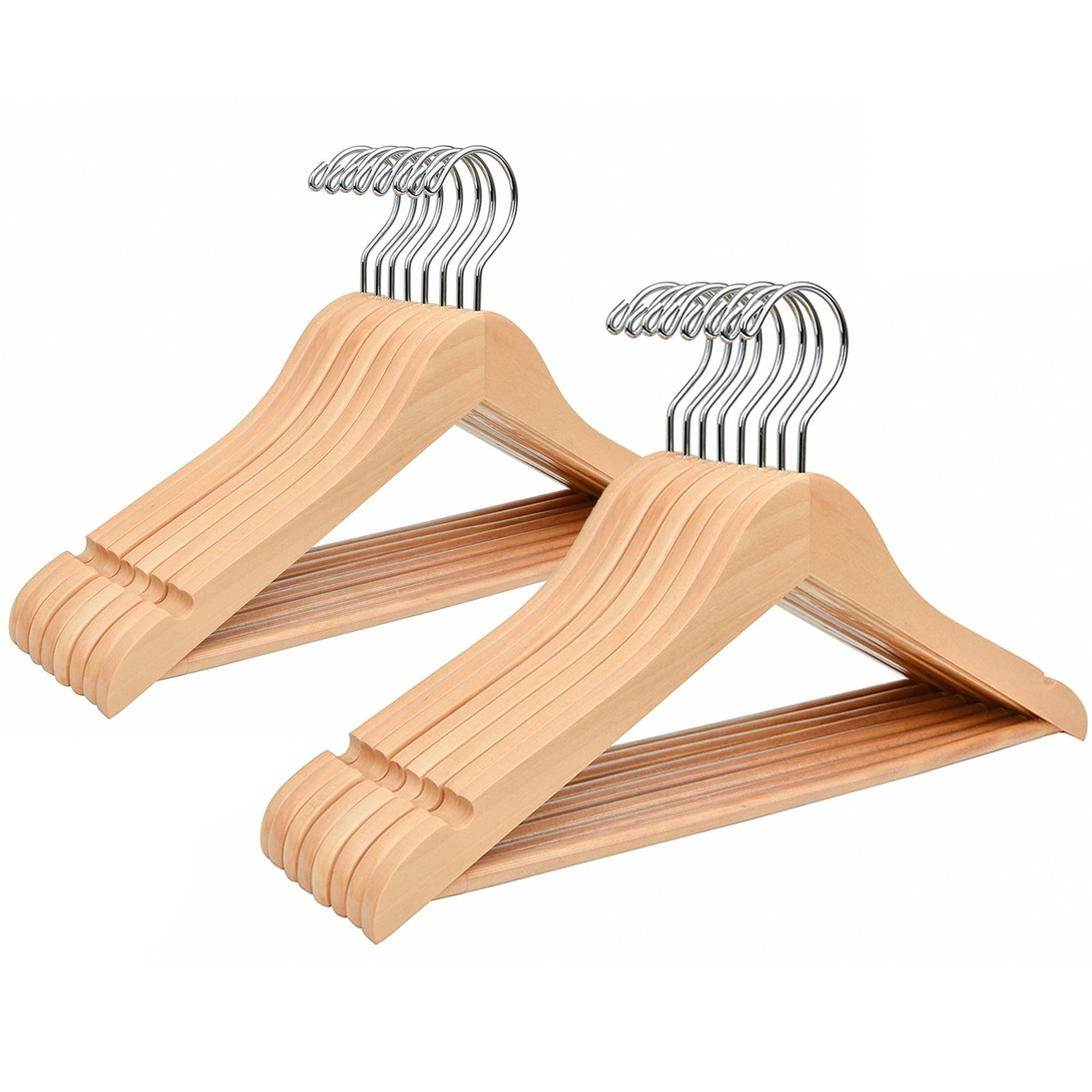20 Pack 15" Natural Wooden Clothes Hangers for Woman, Teenager Clothing Hange...