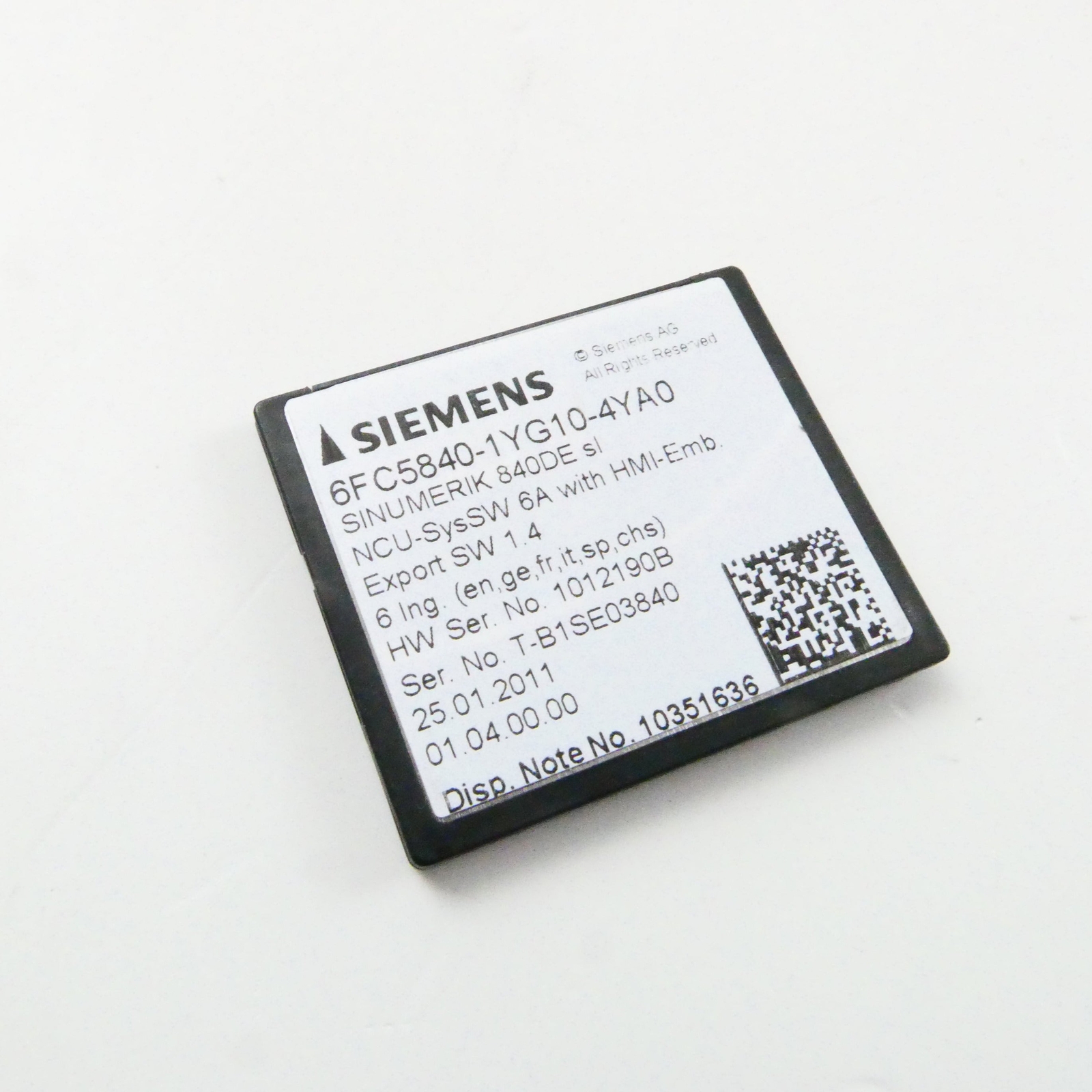 SIEMENS SINUMERIK 840DE sl 6FC5840-1YG10-4YA0 NCU-SysSW 6A with HMI-Emb.