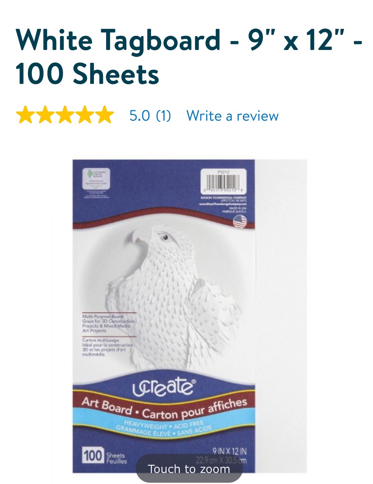 Ucreate Art Board - 100 Sheets Heavyweight Smooth Surface Acid Free