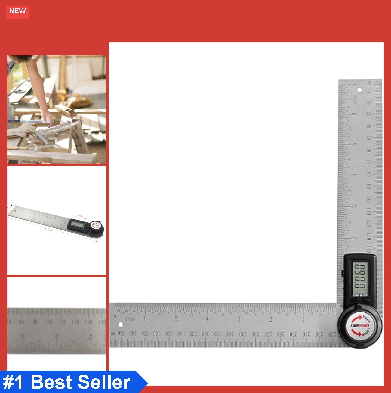 Digital Angle Finder Protractor 7 Inch Stainless Steel Locking Laser Etched