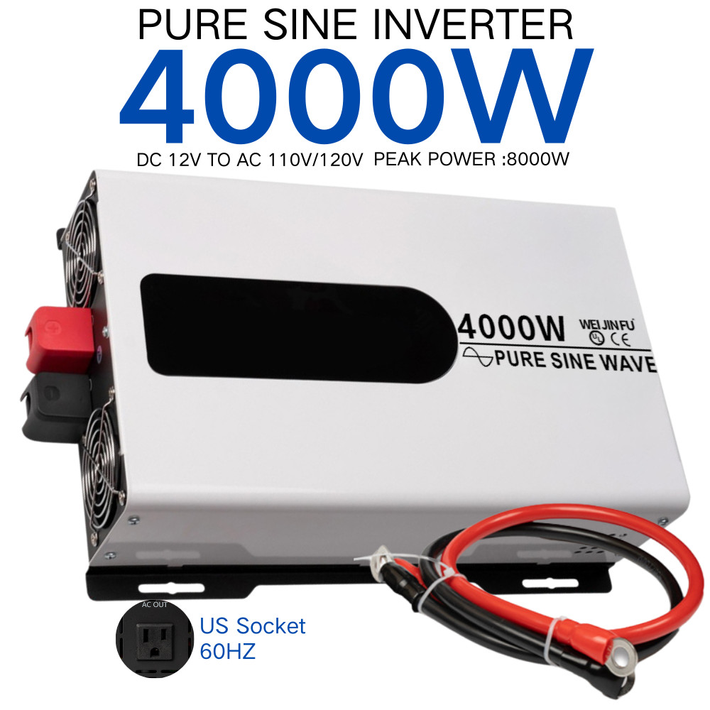 Pure Sine Wave Inverter 4000W 8000W 12V to 110V 120V for RV Solar Home -LCD