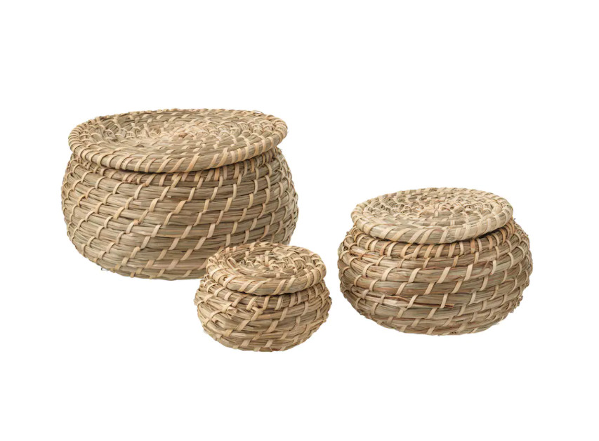 Brand New, IKEA FRYKEN Box With Lid, Set of 3, seagrass 803.281.45, US SHIPPING
