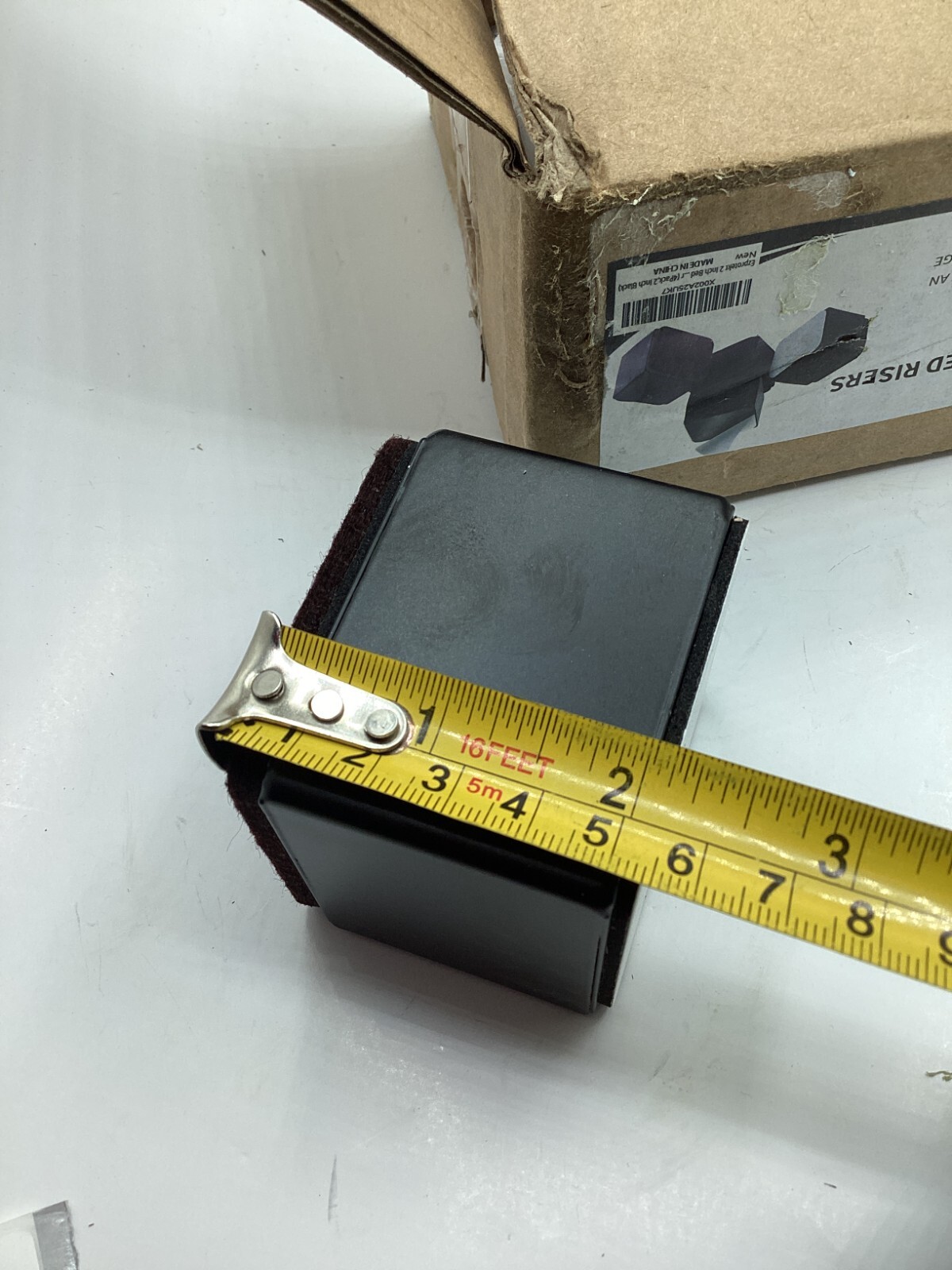 Pack of 4 Ezprotekt 2" Bed Risers Black Square Self-Adhesive Protects Hard Floor