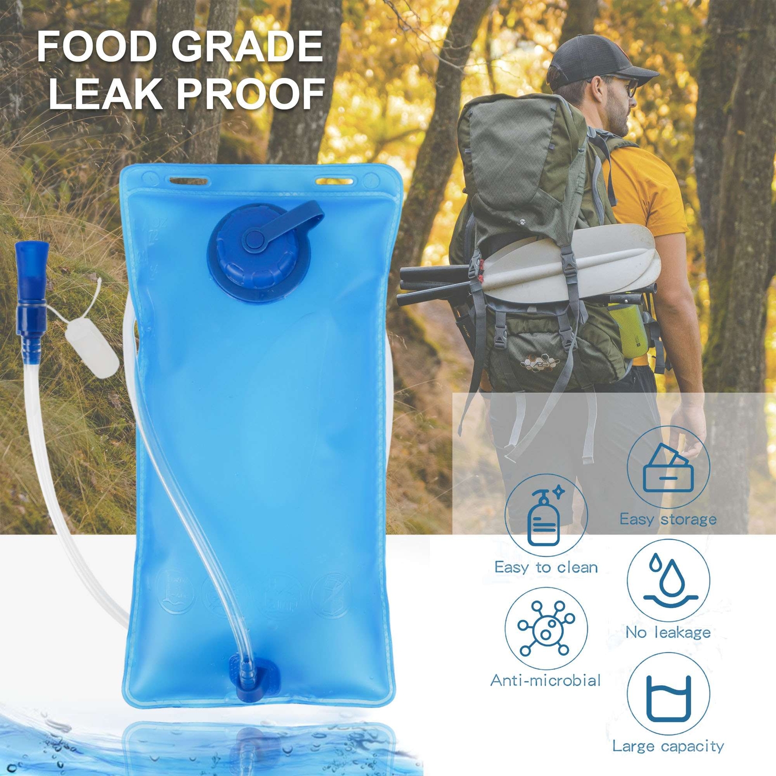 Outdoor 2L Water Bladder Bag Hydration Pack Hiking Camping Cycling Hot