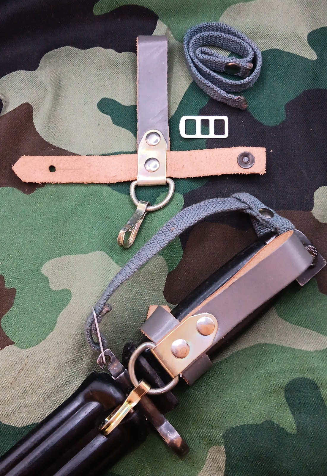 East German Type II Bayonet Hanger & Wrist Strap - DDR 7.62x39 Cold War Unissued