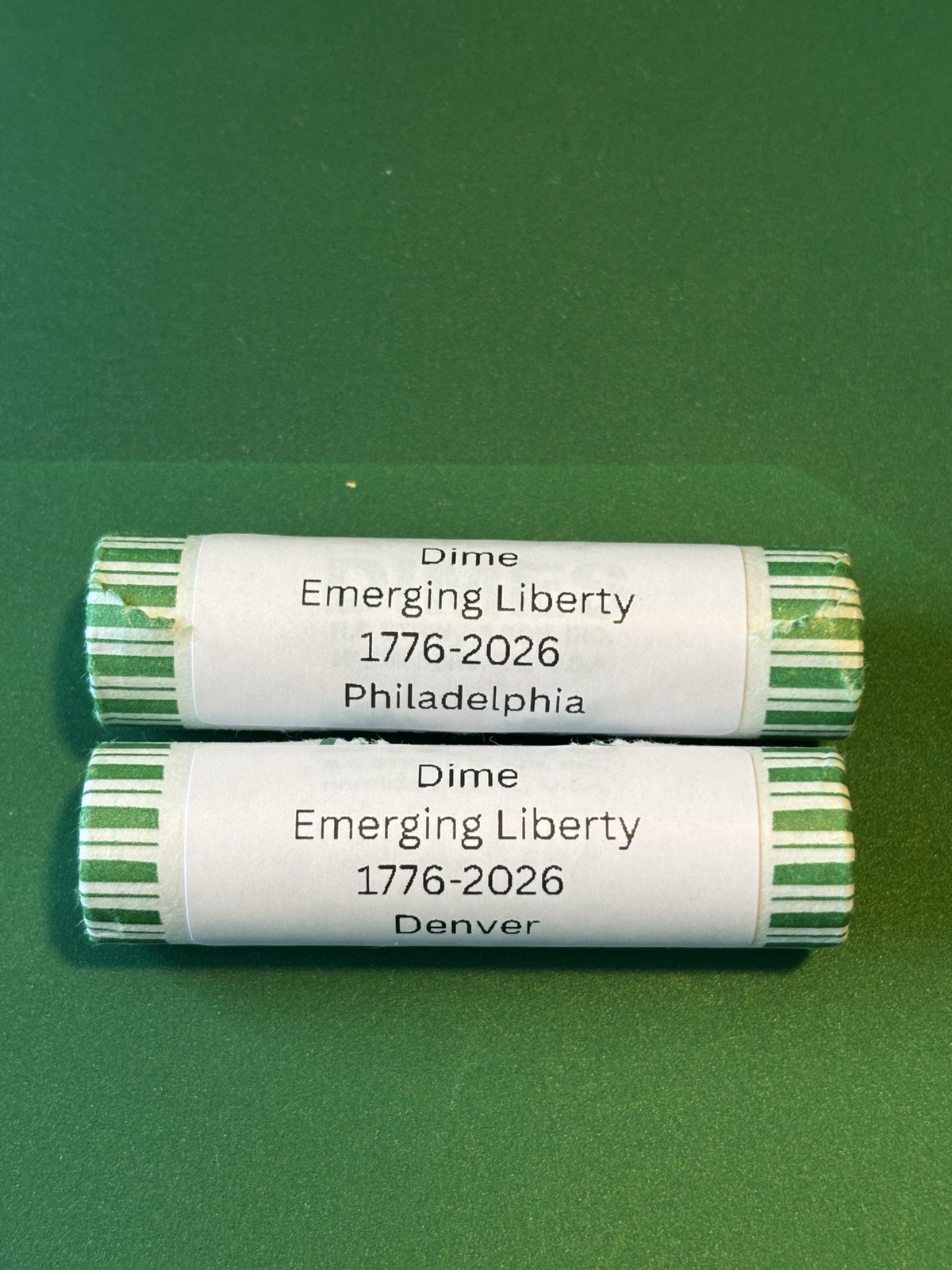 2026 Dime Rolls - 2 Emerging Liberty Dime Rolls -  (P & D Dime Roll)