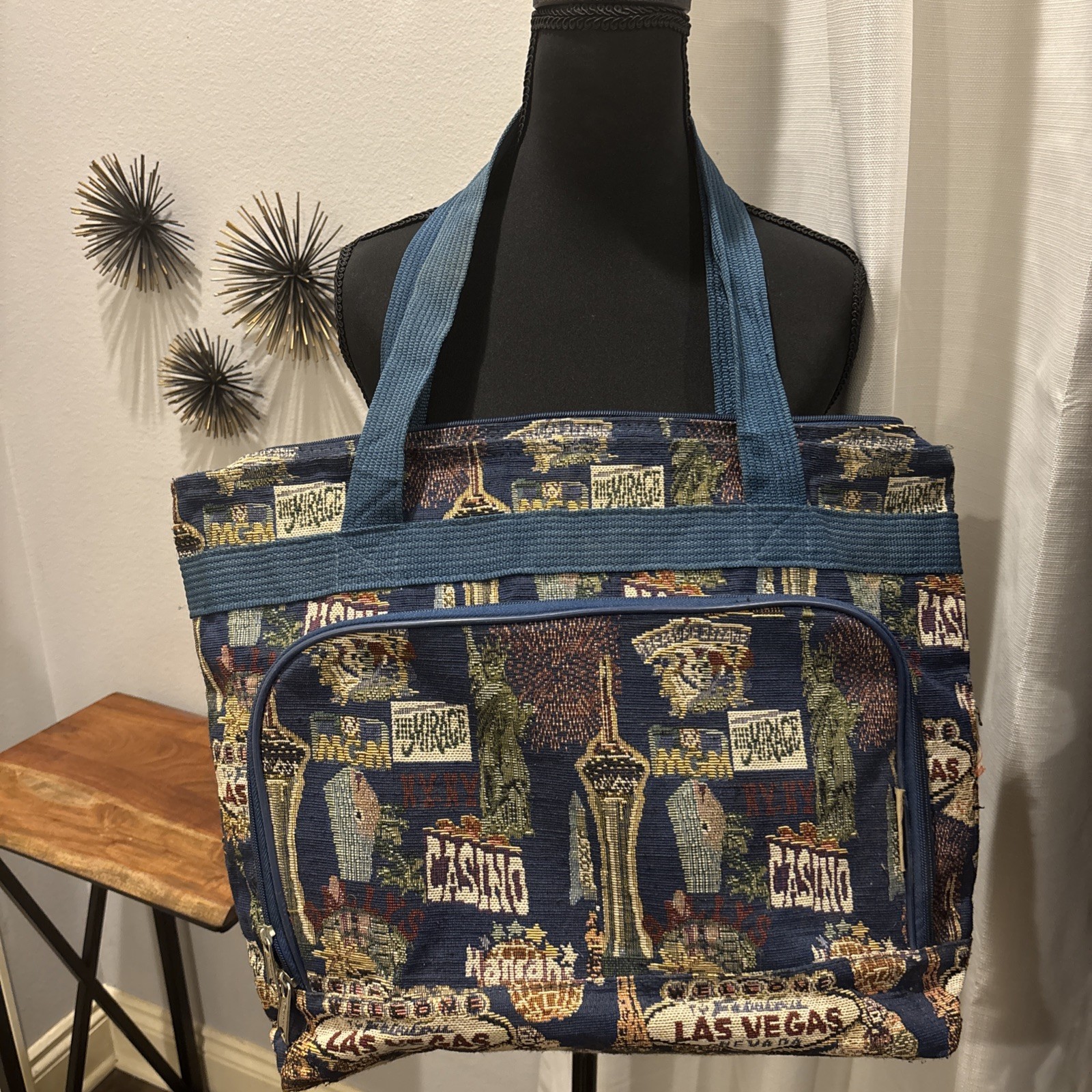 Bovano USA Las Vegas Large Travel Bag Luggage Canvas Tapestry Tote Pocket Zipper