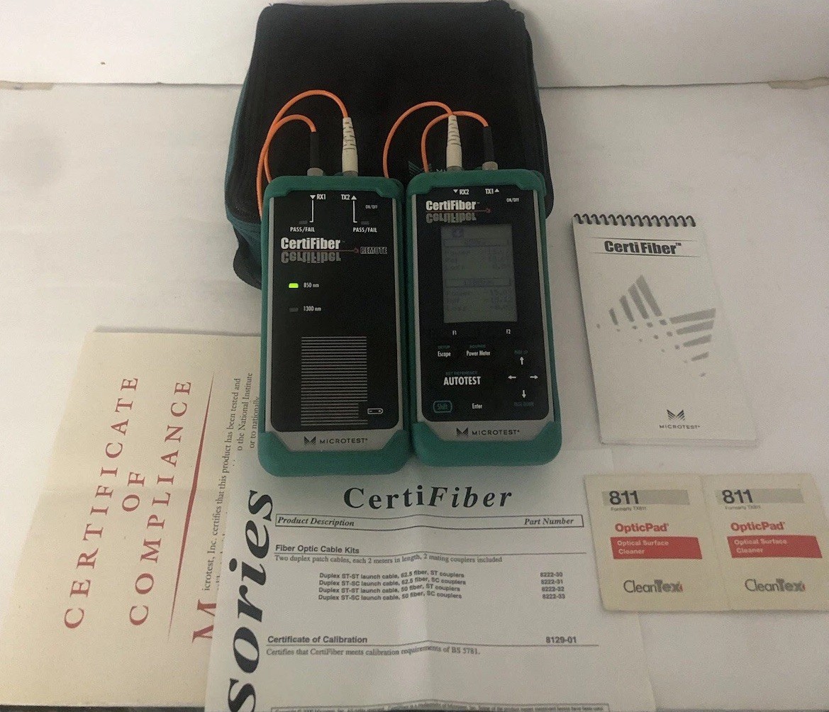 Microtest CertiFiber Optic Advanced certification multimode Fiber Network Excell