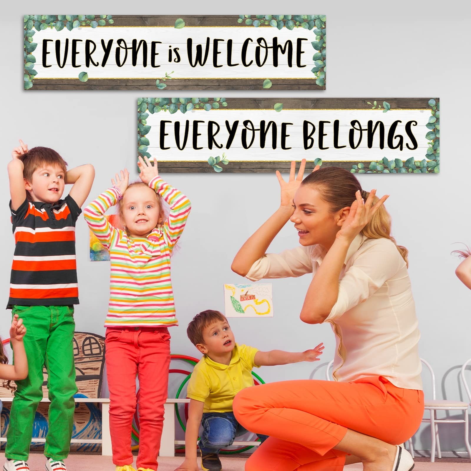 2 Pack Classroom Decorations Welcome Banner Bulletin Board Decor Poster Eucal...