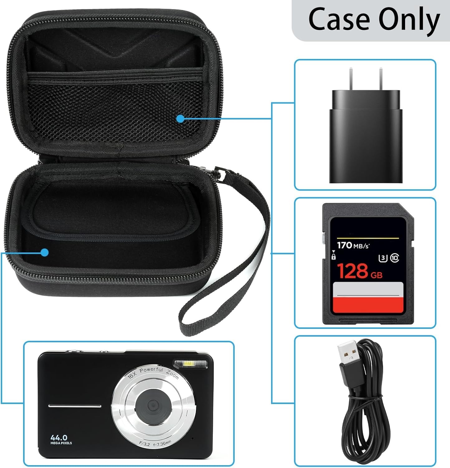 Digital Camera Case for 21MP 2.7" LCD Rechargeable Camera