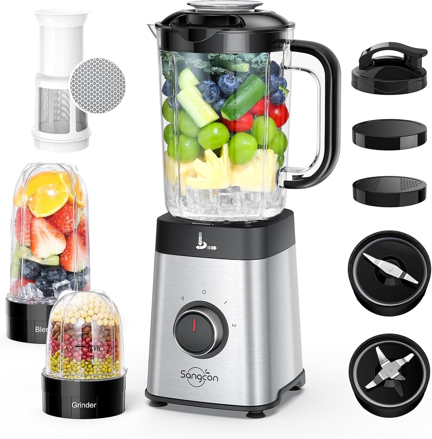Sangcon Blenders for Kitchen - 1 Large Cup & 2 Cups 2 Blades