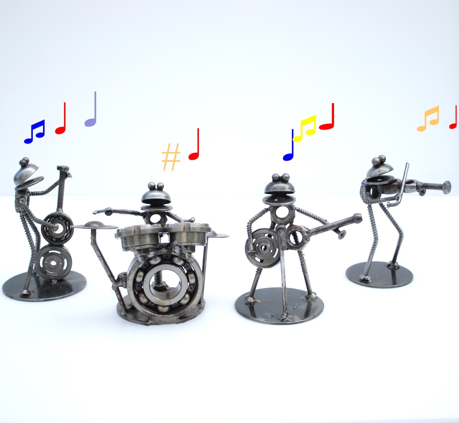 Handmade Frog Musician Gift | Scrap Metal Animal Band Art | Home Decor Items
