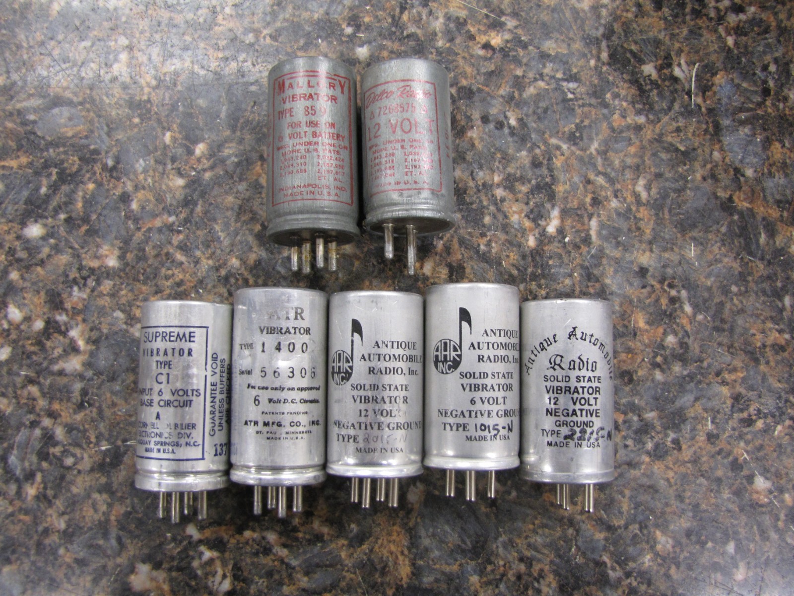 Mix Lot (7) Antique Automobile Radio ATR Mallory- VIBRATORS Solid State 6V 12V