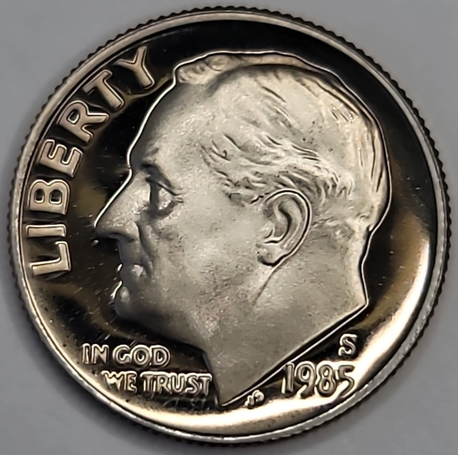 1985 S Gem Proof DCAM Roosevelt Dime - CN-Clad