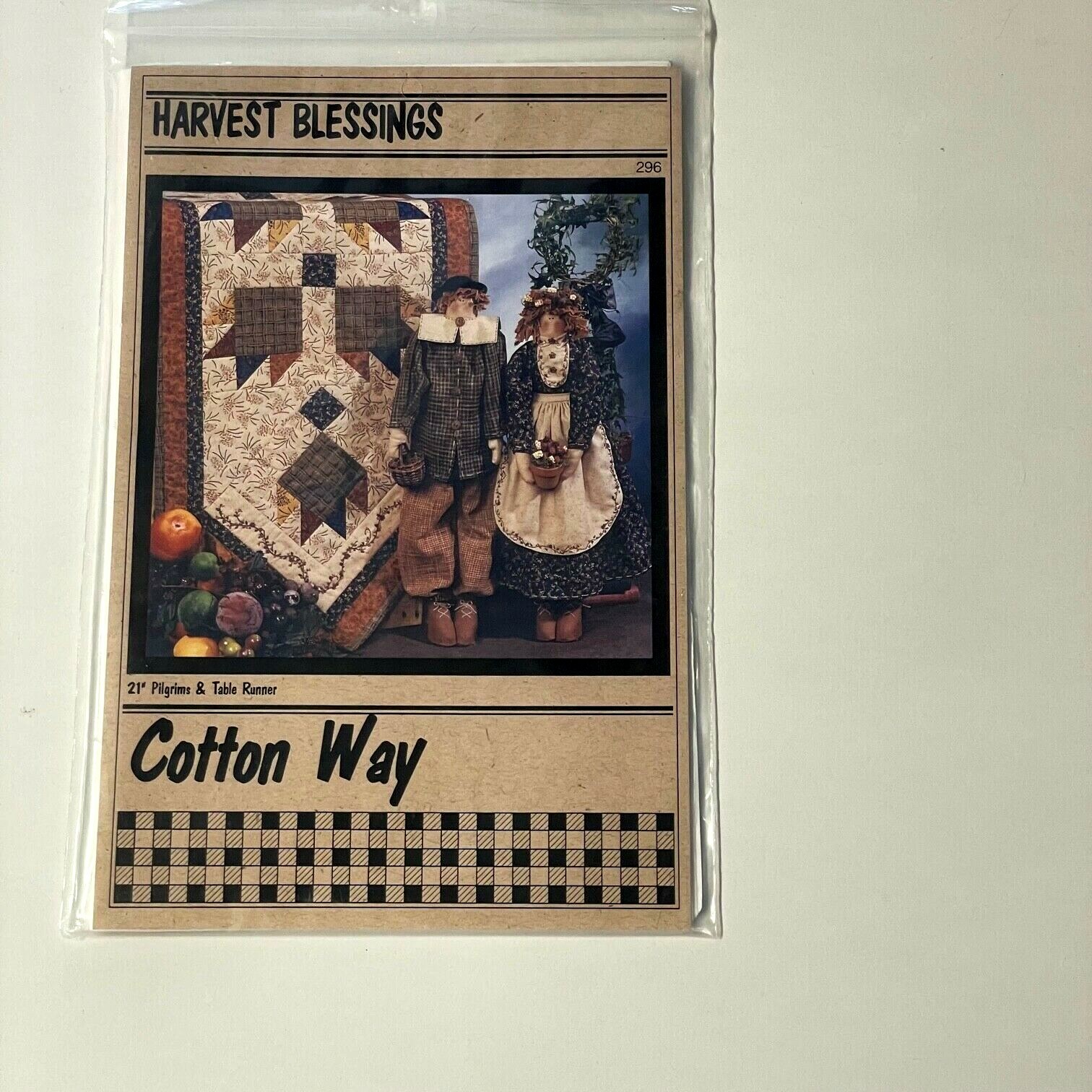 Cotton Way harvest blessings 60" table Runner 21" Pilgrims Quilt Pattern. NEW